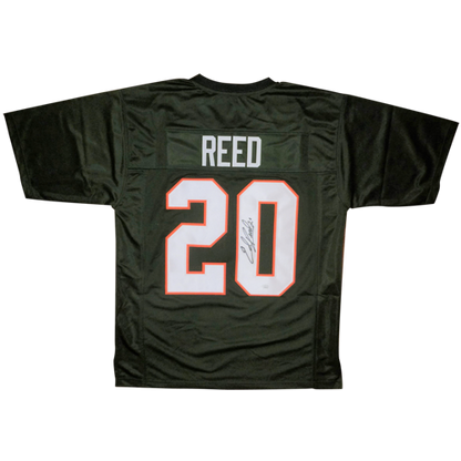 Ed Reed Autographed Miami (Green #20) Custom Jersey - JSA