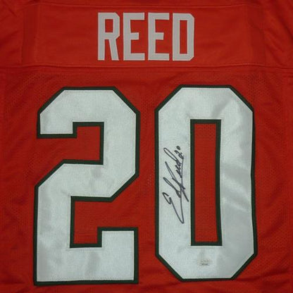 Ed Reed Autographed Miami (Orange #20) Custom Jersey - JSA