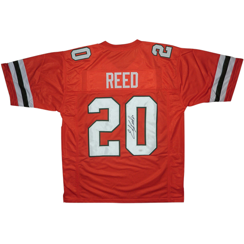 Ed Reed Autographed Miami (Orange #20) Custom Jersey - JSA