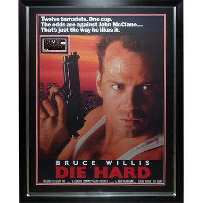 Die Hard Full-Size Movie Poster Deluxe Framed with Bruce Willis Autograph - JSA