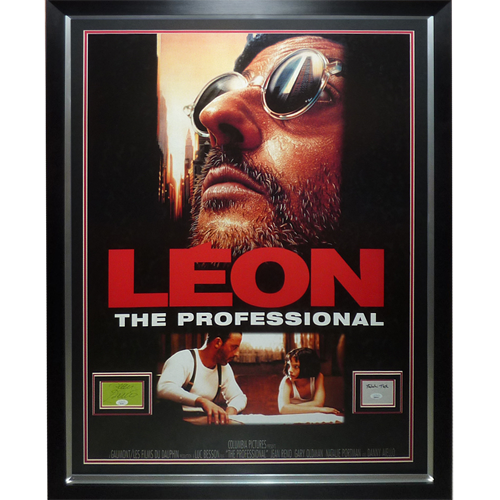 Leon The Professional Full-Size Movie Poster Deluxe Framed with Jean Reno and Natalie Portman Autographs - JSA