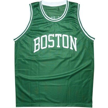 Larry Bird Autographed Boston (Green #33) Custom Jersey - Beckett Witness