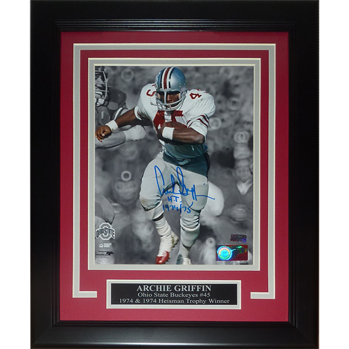 Archie Griffin Autographed Ohio State Buckeyes (Action) Deluxe Framed 8x10 Photo - JSA