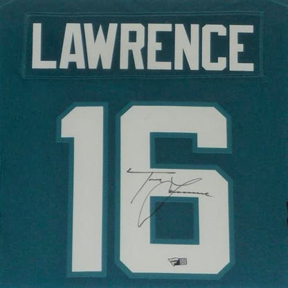 Trevor Lawrence Autographed Jacksonville Jaguars (Teal #16) Nike Deluxe Framed Jersey - Fanatics