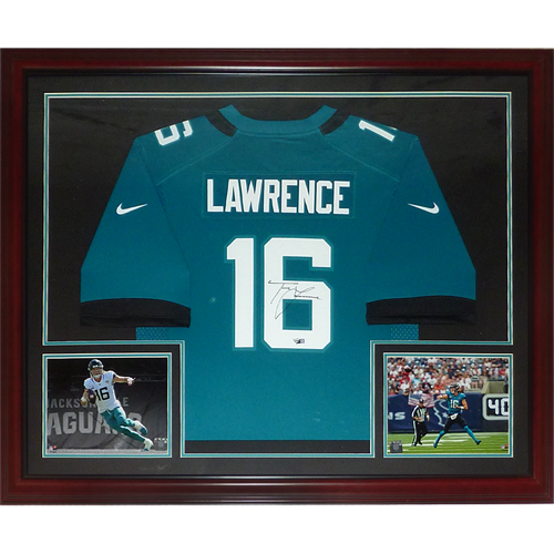 Trevor Lawrence Autographed Jacksonville Jaguars (Teal #16) Nike Deluxe Framed Jersey - Fanatics