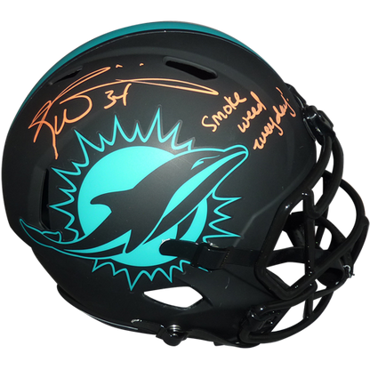 Ricky Williams Autographed Miami Dolphins (ECLIPSE Alternate) Deluxe Full-Size Replica Helmet w/ Smoke Weed Everyday - Radtke