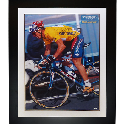 Lance Armstrong Autographed Cycling Deluxe Framed Full-Size Poster - JSA