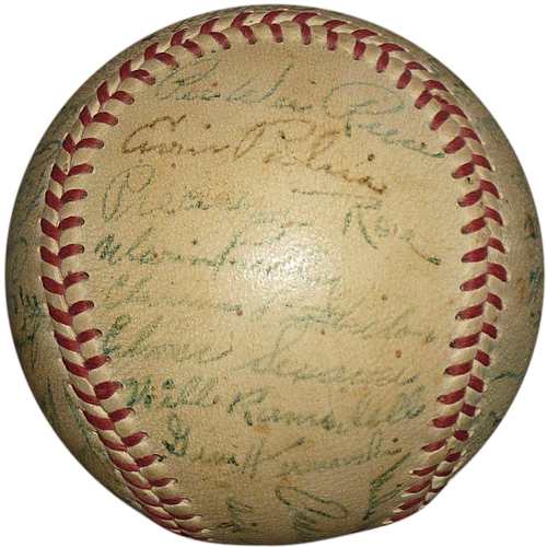 1949 Brooklyn Dodgers Team Autographed Spading Baseball w/ Jackie Robinson, Roy Campanella, Pee Wee Reese - JSA Letter