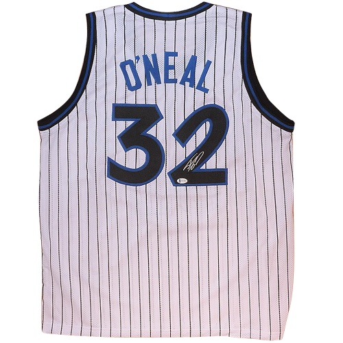 Shaquille O'Neal Autographed Orlando (White Pinstripe #32) Custom Jersey - Beckett