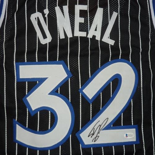 Shaquille O'Neal Autographed Orlando (Black Pinstripe #32) Custom Jersey - Beckett