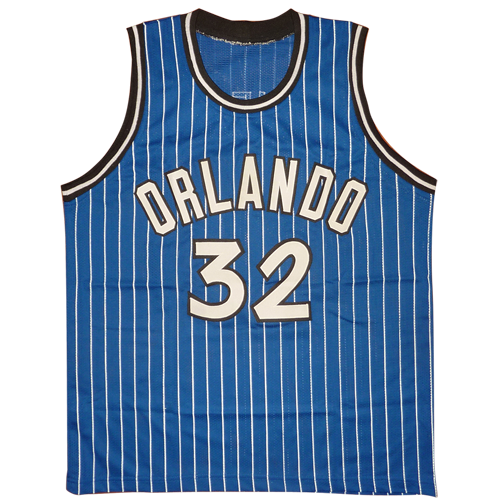 Shaquille O'Neal Autographed Orlando (Blue Pinstripe #32) Custom Jersey - Beckett