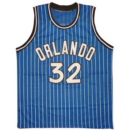 Shaquille O'Neal Autographed Orlando (Blue Pinstripe #32) Custom Jersey - Beckett
