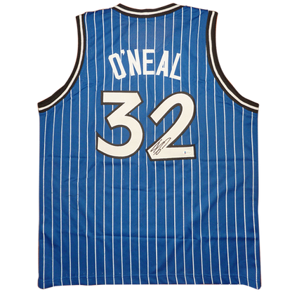 Shaquille O'Neal Autographed Orlando (Blue Pinstripe #32) Custom Jersey - Beckett