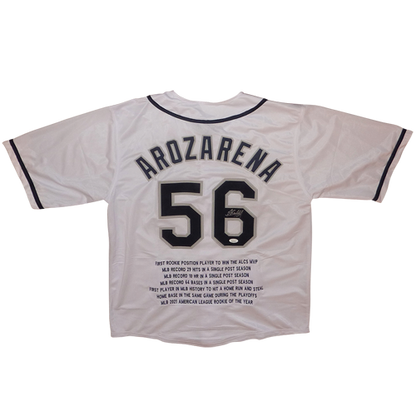 Randy Arozarena Autographed Tampa Bay (White #56) Custom Jersey w/ Embroidered Stats - JSA