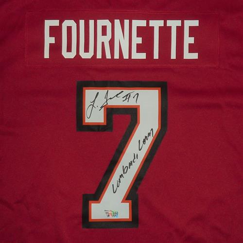 Leonard Fournette Autographed Tampa Bay Buccaneers (Red #7) Nike Jersey w/ Lombardi Lenny - Fanatics