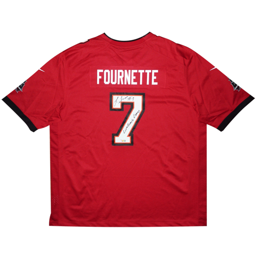 Leonard Fournette Autographed Tampa Bay Buccaneers (Red #7) Nike Jersey w/ Lombardi Lenny - Fanatics