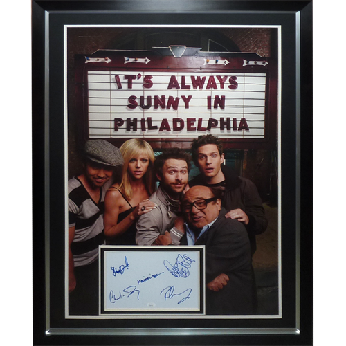 It's Always Sunny in Philadelphia Full-Size TV Poster (Marquee) Deluxe Framed with all 5 Cast Autographs - JSA