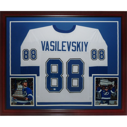 Andrei Vasilevskiy Autographed Tampa Bay Lightning (White #88) Deluxe Framed Jersey - JSA