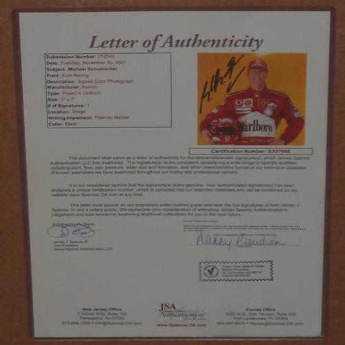 Michael Schumacher Formula One Ferrari 16x24 Photo Deluxe Framed with Autograph - JSA Letter