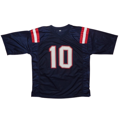 Mac Jones Autographed New England (Navy Blue #10) Custom Jersey - Beckett