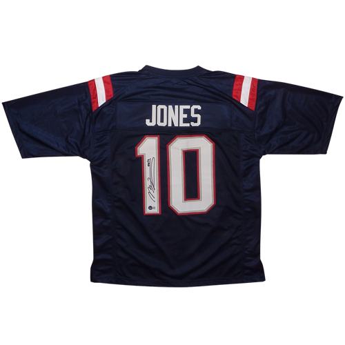 Mac Jones Autographed New England (Navy Blue #10) Custom Jersey - Beckett