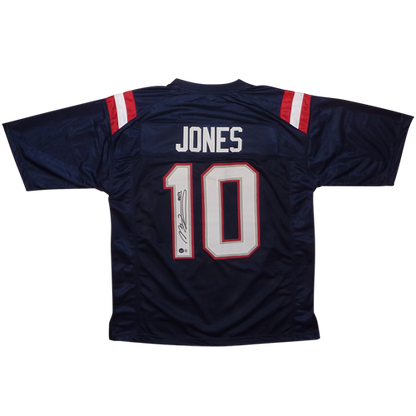 Mac Jones Autographed New England (Navy Blue #10) Custom Jersey - Beckett