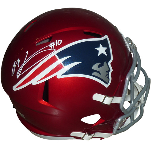 Mac Jones Autographed New England Patriots (FLASH Alternate) Deluxe Full-Size Replica Helmet - Beckett
