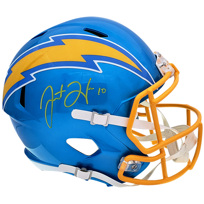 Justin Herbert Autographed Los Angeles Chargers (FLASH Alternate) Deluxe Full-Size Replica Helmet - Beckett