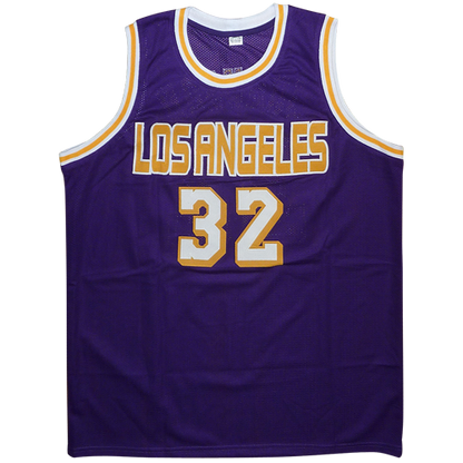 Magic Johnson Autographed Los Angeles (Purple #32) Custom Jersey - Beckett