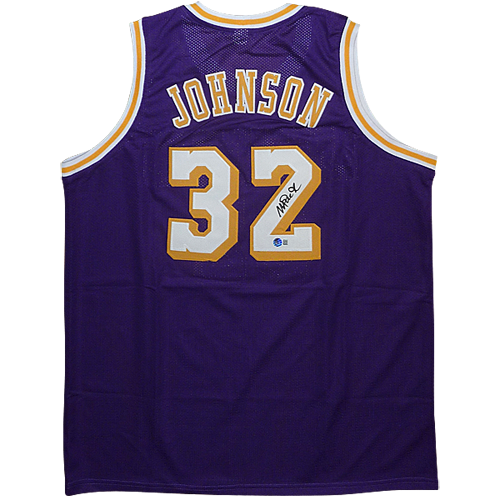 Magic Johnson Autographed Los Angeles (Purple #32) Custom Jersey - Beckett