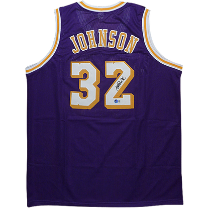 Magic Johnson Autographed Los Angeles (Purple #32) Custom Jersey - Beckett