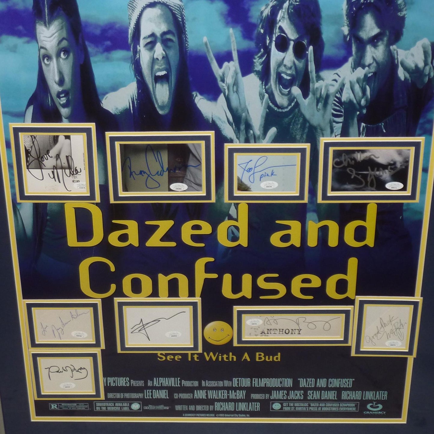 Dazed and Confused Full-Size Movie Poster Deluxe Framed with All Cast Autographs - JSA