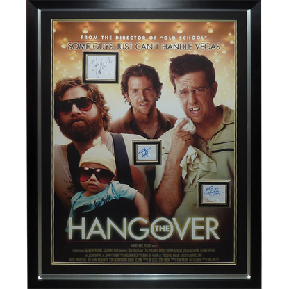 The Hangover Full-Size Movie Poster Deluxe Framed with Cooper, Galifianakis and Helms Autographs - JSA