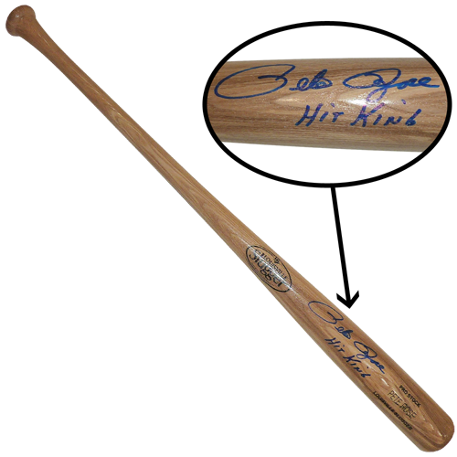 Pete Rose Autographed Louisville Slugger Engraved Natural Bat w/ Hit King - JSA