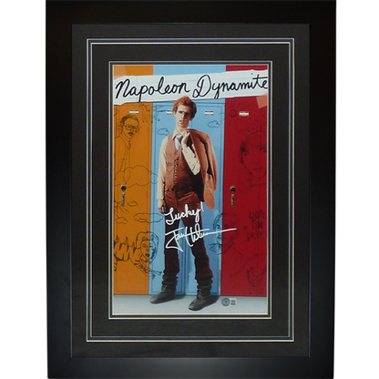 Jon Heder Autographed Napoleon Dynamite Deluxe Framed 11x17 Movie Poster w/ Inscription - Beckett