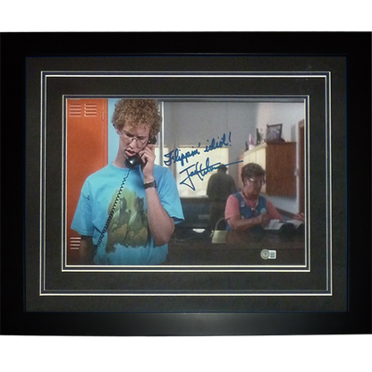 Jon Heder Autographed Napoleon Dynamite (on phone) Deluxe Framed 11x17 Photo w/ Flippin Idiot - Beckett