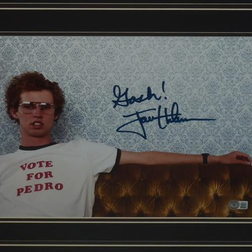 Jon Heder Autographed Napoleon Dynamite (on couch) Deluxe Framed 11x17 Photo w/ Gosh - Beckett