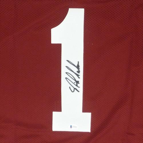 Nick Saban Autographed Alabama (Crimson #1) Custom Jersey - Beckett