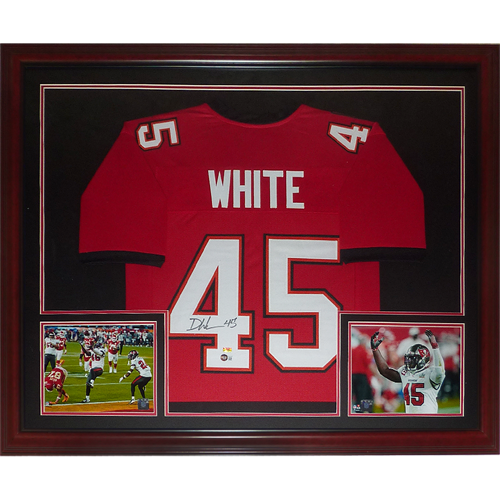Devin White Autographed Tampa Bay (Red #45) Deluxe Framed Jersey - Beckett