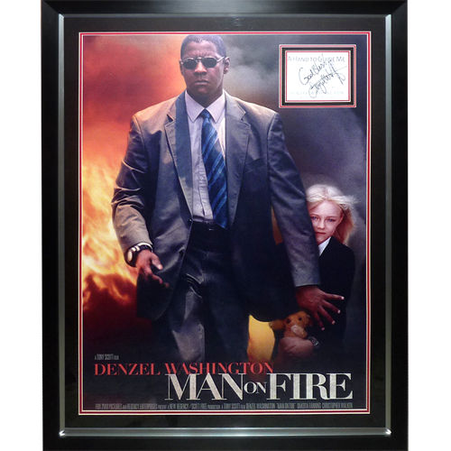 Man on Fire Full-Size Movie Poster Deluxe Framed with Denzel Washington Autograph - JSA