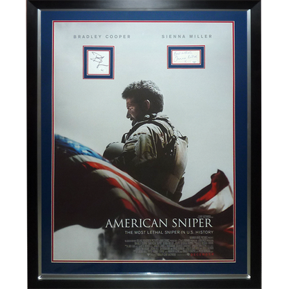 American Sniper Full-Size Movie Poster Deluxe Framed with Bradley Cooper And Sienna Miller Autographs - JSA