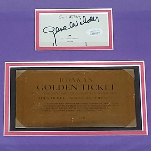 Gene Wilder and Cast Autographed Willy Wonka and the Chocolate Factory Deluxe Framed 11x17 Movie Poster and Golden Ticket Piece - JSA