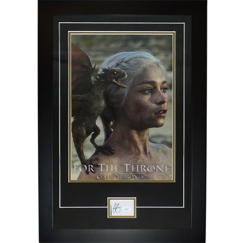 Game of Thrones 11x17 Poster Deluxe Framed with Emilia Clarke Autograph - JSA