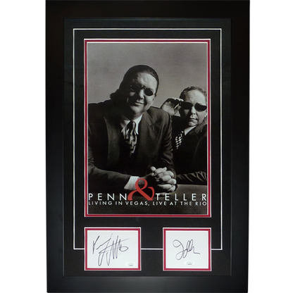 Penn And Teller 11x17 Show Poster Deluxe Framed with Penn Jilette and Teller Autographs - JSA