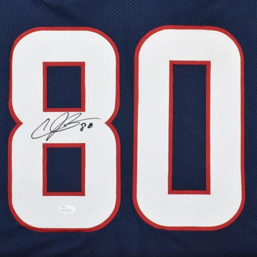 Andre Johnson Autographed Houston Texans (Blue #80) Custom Jersey - JSA