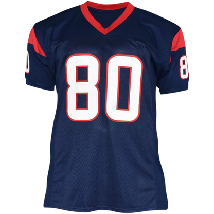 Andre Johnson Autographed Houston Texans (Blue #80) Custom Jersey - JSA