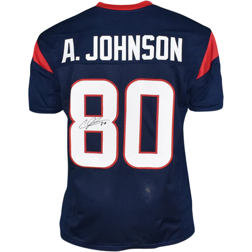 Andre Johnson Autographed Houston Texans (Blue #80) Custom Jersey - JSA