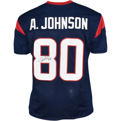 Andre Johnson Autographed Houston Texans (Blue #80) Custom Jersey - JSA