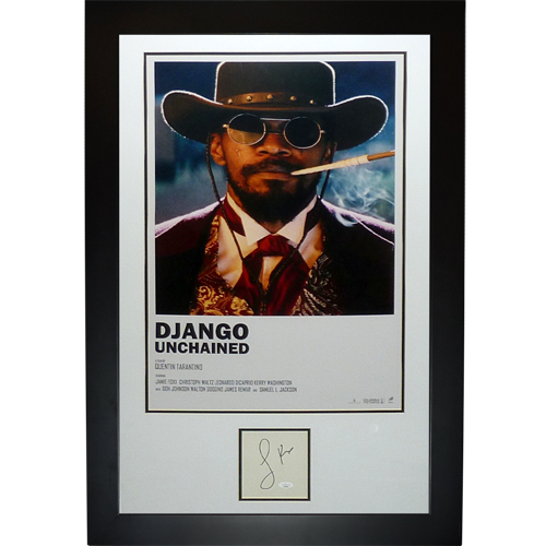 Django Unchained Large Movie Poster Deluxe Framed with Jamie Foxx Autograph - JSA