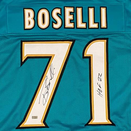 Tony Boselli Autographed Jacksonville (Teal #71) Custom Jersey w/ HOF 22